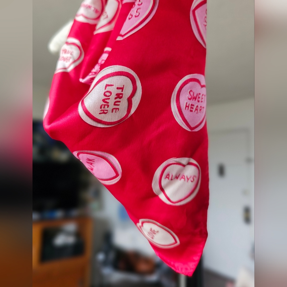 Valentine's Day Candy Hearts Silk Scarf - Picture 3 of 4